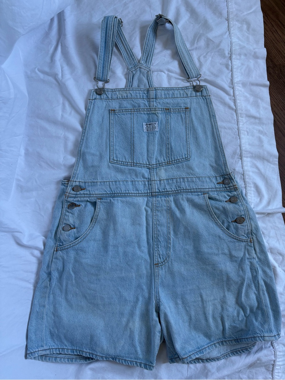 Levi’s Vintage Shortall Short & Sweet Overalls Light Wash L